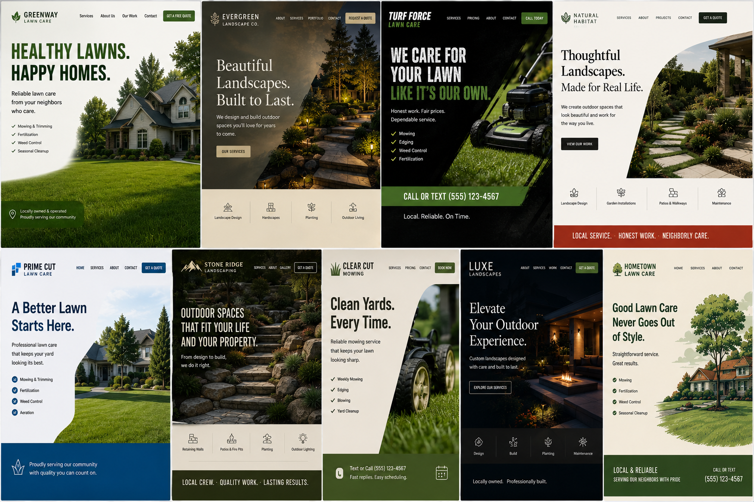 Example landscaping business websites we build